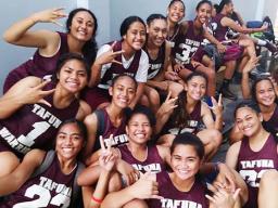The Lady Warriors last Thursday, prior to a game against the Manumalo Flames