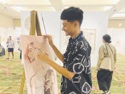 Talanoaifaivaoalii “Talanoa” J. Lagafuaina with painting