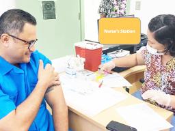 Task Force chairman, Lt Governor Talauega, getting vaccinated
