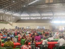 Crowd of senior citizens at the DYWA center