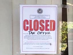 Pictured is a notice posted by DOH this past Wednesday at the Tax Office, saying closed