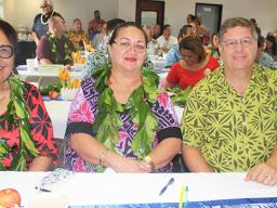 [l-r] Human Resources director Eseneiaso Liu, ASG Budget Office director Catherine A. Saelua, and Territorial Bank of American Samoa chief executive officer, Drew Roberts 