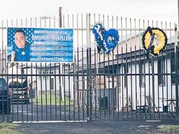 Weaths on TCF front gate honoring Corrections Officer Esau Leuluaialii