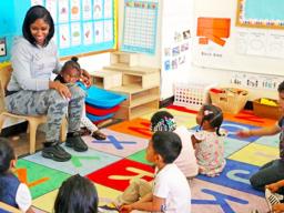 Students and teacher at Bayview school