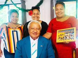 House Speaker Savali Talavou Ale with Seanette Thompson, Sala Godinet and Sianiga Mauigoa.