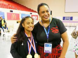  High school weightlifter Olivia Selemaia with Beatrice Faumuina
