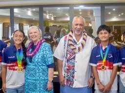 Governor and first lady with some of the Mini games athletes