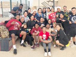 Toa o Samoa with Congresswoman Uifa’atali Amata