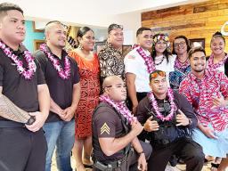 Fellow police officers with Evielynn-Deidra Siiloto Fetuao and Toke Vivao