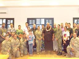 Group photo taken at Toa o Samoa town hall in Hawaii