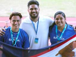 Team American Samoa with coach Sonny Sanitoa