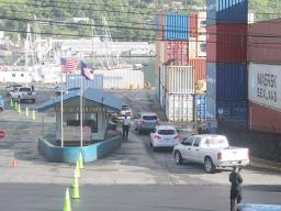 Traffic from the west heading east towards Fagatogo last Friday morning diverted through the main dock 