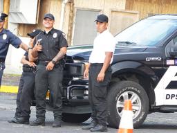 Traffic officers in front of CBT.