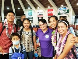 Christinna Lutu-Sanchez (second from right), American Samoa Medicaid Office director Sandra King-Young (third from right) with Lutu-Sanchez’s traveling companions