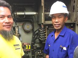 ose Larry Magalasin- electromechanical Engineer (right) and technician Maximo Jun Langgam (left).