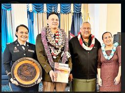 (left-right)  Major Punatoto Keke Ta'amu, LTC Ta'amu, Gov. Lemanu, First Lady Ella