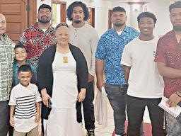 UH RB Coach, Keikiokalani Misipeka,Blessman Ta’ala, Penei Stowers Pavihi, Maurice Ta’ala, and Steven Fiso