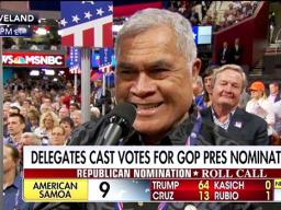 Utu Abe Malae, casting live on national television American Samoa’s vote during the 2016 National Republican Convention in Cleveland, Ohio for then candidate for US President, Donald J. Trump. 