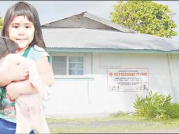 The Veterinary Clinic of American Samoa with child and dog standing in front