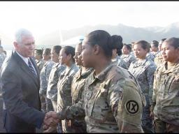 Mike Pene reviewing American Samoa troops