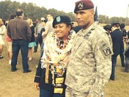 Pfc. Sabrina Vimoto with her father Command Sgt. Maj. Isaia Vimoto