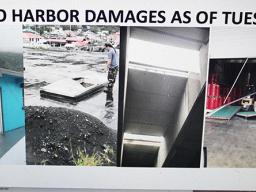 Screen shot from the Port Administration weather update presentation last week Wednesday at the Emergency Operations Center of damages caused to Pago Harbor
