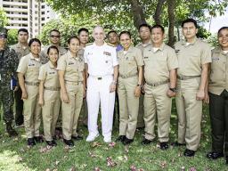 Rear Adm. Louis C. Tripoli after a medical symposium at RIMPAC 2018. 