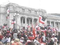  The hīkoi protesting against the Treaty Principles Bill in Wellington 