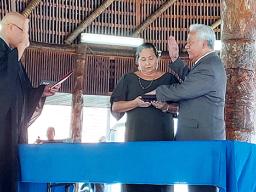 HC Fai'ivae Iuli Godinet, Associate Justice Fiti Sunia, and Ilaisa Godinet 
