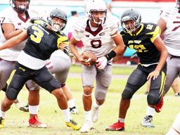 Francisco Mauigoa looking to take this one to the end zone