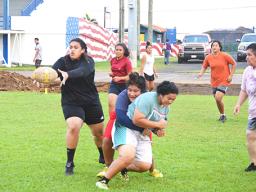 Some members of The American Samoa Women’s Rugby 7s Team, during a practice session