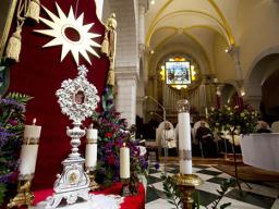 A wooden relic in an ornate case believed to be from Jesus' manger