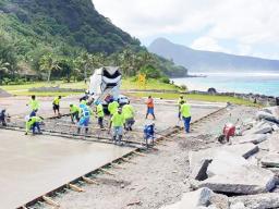 New pavement on the Ofu airport runway