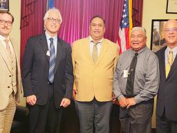 egislative Assistant Daniel Black, Papali’i David Cohen, Attorney General Fainu'ulelei Utu, Small Business Credit Initiative director Robert Ho Chee, and Legislative director Richard Stanton 