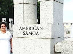 Amata at American Samoa pillar of the WW II memorial in Washington, D.C.