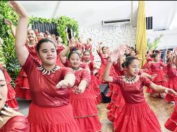 Dancers of various ages with the Le Taupou Manaia Dance Academy 