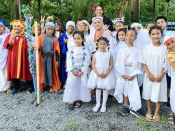 Youngsters at Samoa Baptist Academy dressed in their holiday costumes