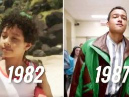 Two photos of Dwayne Johnson as a youngster