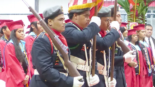 JROTC presents the colors at Faga'itua High School graduation