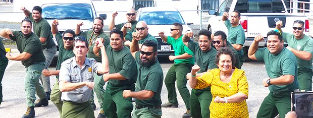 "Samoan Siva Tau" performed by the 17 National Park Service Fire Fighters including Congresswoman Aumua Amata and Suprintendent Scott Burch