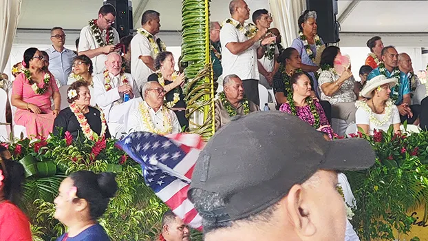 The American Samoa contingent led by Gov. Lemanu P. S. Mauga, as well as Congresswoman Uifa’atali Aumua Amata