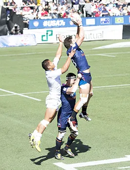Alamanda contesting lineout gainst Scotland. [photo: Joe Hamby]