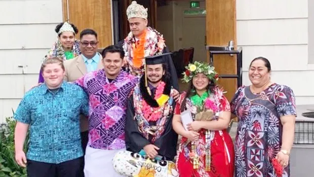 Rev. Stephen and Faletua Amene Fautanu Tukumoheatu. Graduates: LR. Mitchell Porotesano, Tene LinJustin Sipoloa, Jack Ah Loo, Tavai Porotesano