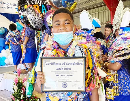 South Pacific Academy elementary Valedictorian Jacob Tubui 