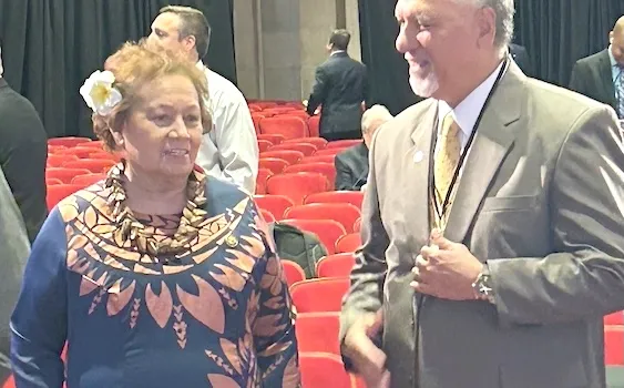 Congresswoman Uifa’atali Amata and Governor Pulaali’i Nikolao Pula