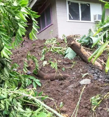 Trees and debris after landslide near home in Afao