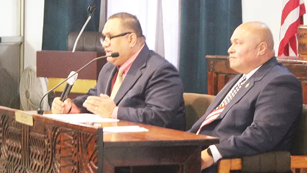 Attorney General Fainu’ulelei Falefatu Ala’ilima-Utu (left) and the Governor’s Chief of Staff, Tuimavave Tauapa’i Laupola