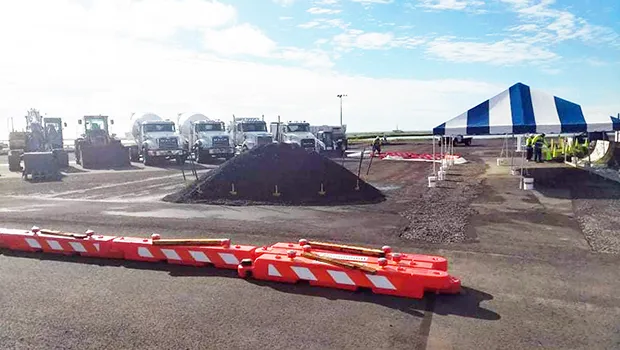 Equipment staging for airport apron rehab by Paramount builders