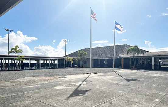Space where airport fale previously stood.