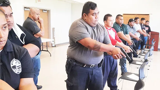 Airport police officers on firing range